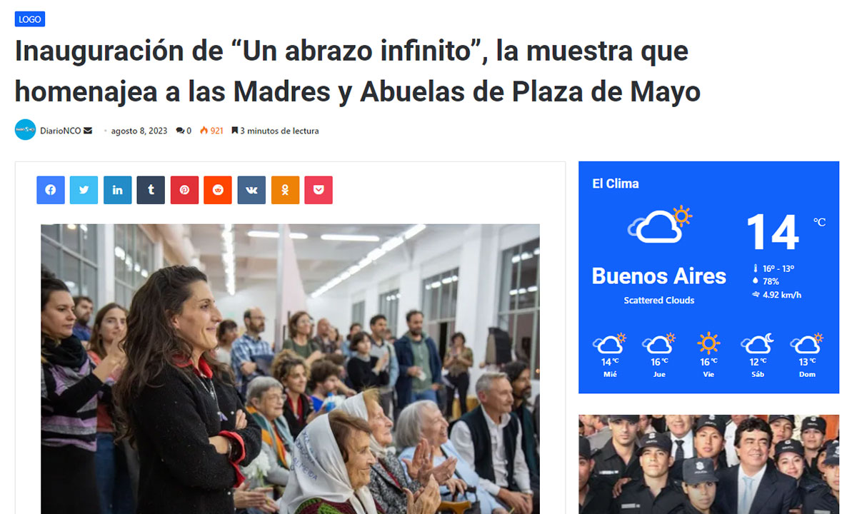 Inauguración de “Un abrazo infinito”, la muestra que homenajea a las Madres y Abuelas de Plaza de Mayo